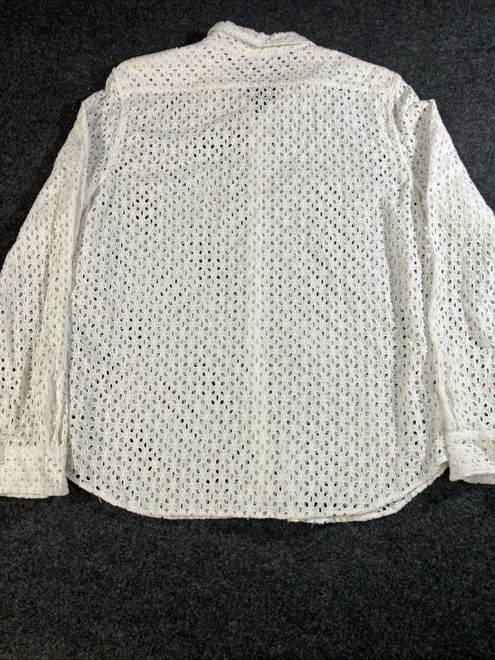 Lauren Ralph Lauren White Cotton Eyelet Lace Button Down Blouse Shirt Sz L - Picture 6 of 6